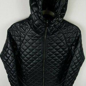 BCBGMAXAZRIA Full Zip Hooded Quilted Jacket S Women's Black 14888BM-001 $248-
